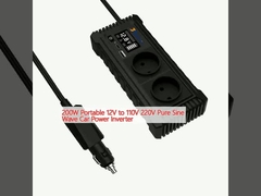 200W 휴대용 12V ~ 110V 220V 순수한 시노 웨이브 자동차 전원 인버터
